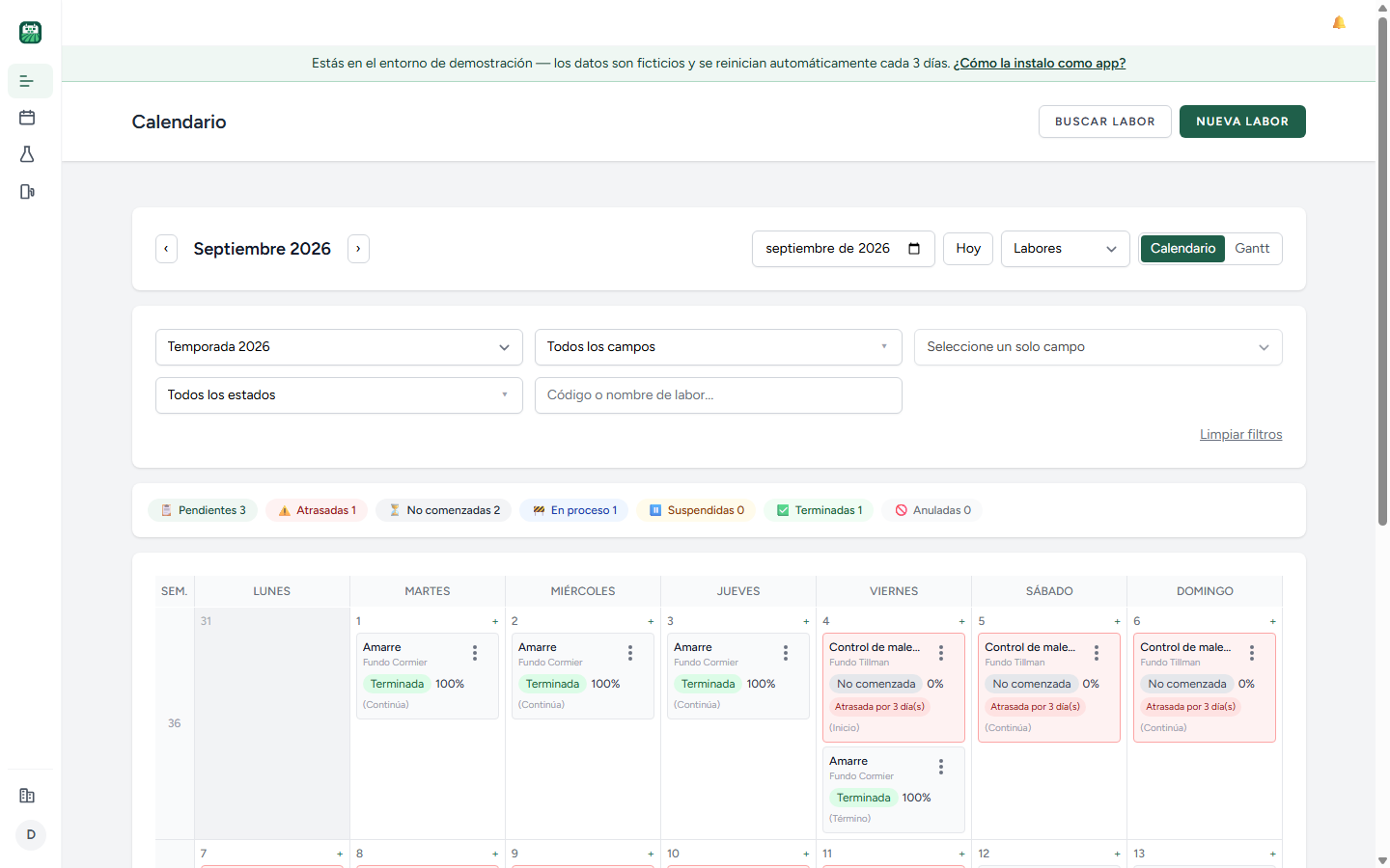 Calendario operativo